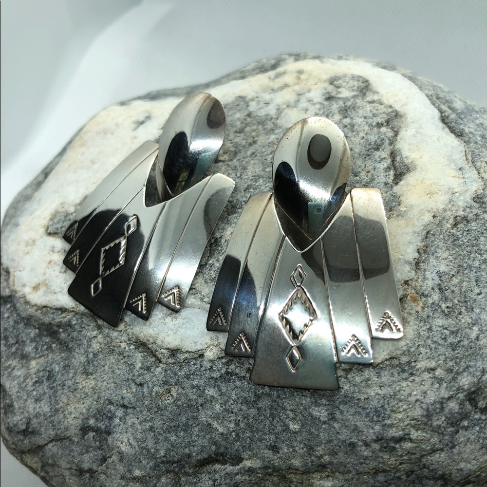 Vintage Large LEX Southwest Sterling Earrings